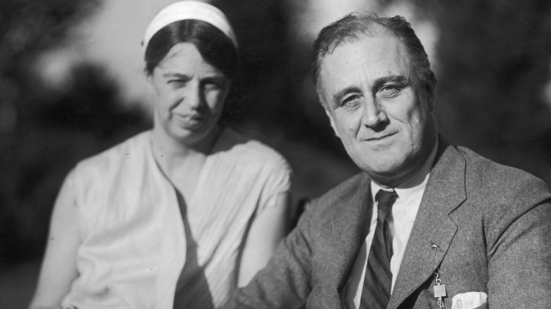 Eleanor and Franklin Roosevelt pose for a photo
