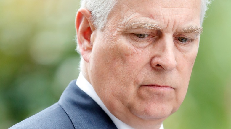 Close-up of Prince Andrew looking downward