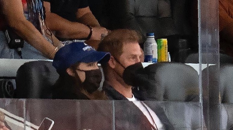 Prince Harry and Princess Eugenie watching the Super Bowl