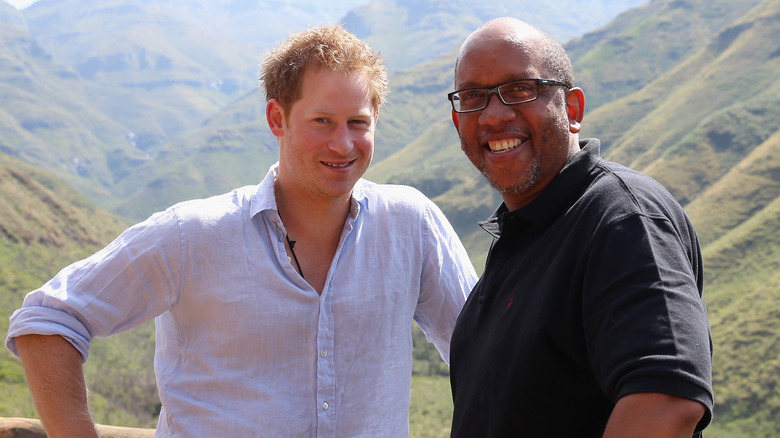 Prince Harry posing with Prince Seeiso