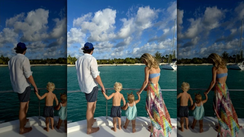 Chelsy Davy poses with her husband and two of her kids
