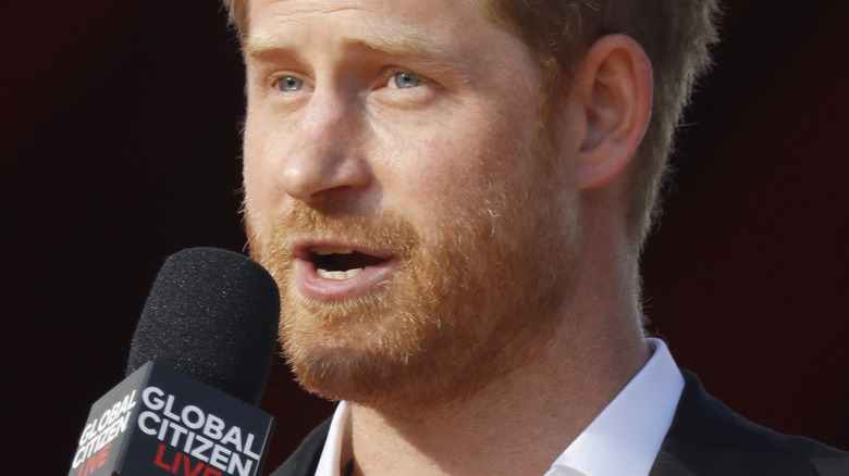 Prince Harry speaking into microphone