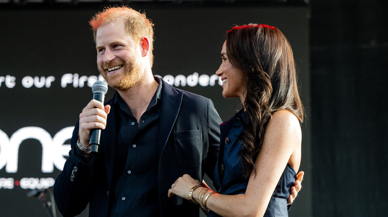 Prince Harry, Duke of Sussex, and Meghan Markle, Duchess of Sussex attending the One805LIVE! 2025 concert benefiting first responders