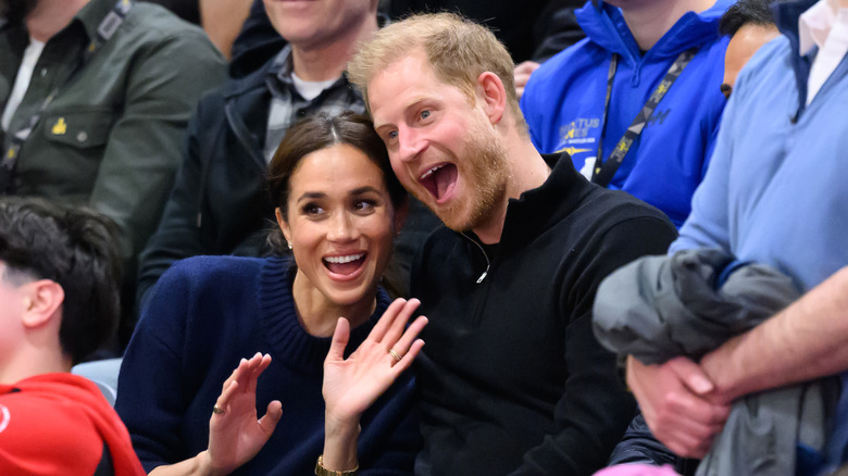 Meghan, Duchess of Sussex and Prince Harry, Duke of Sussex attending the wheelchair basketball during day one of the 2025 Invictus Games at the Vancouver Convention Centre