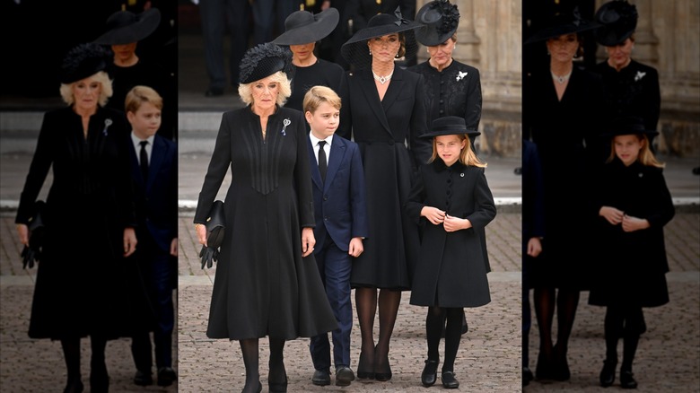 Charlotte and her family at Queen Elizabeth's funeral in 2022.