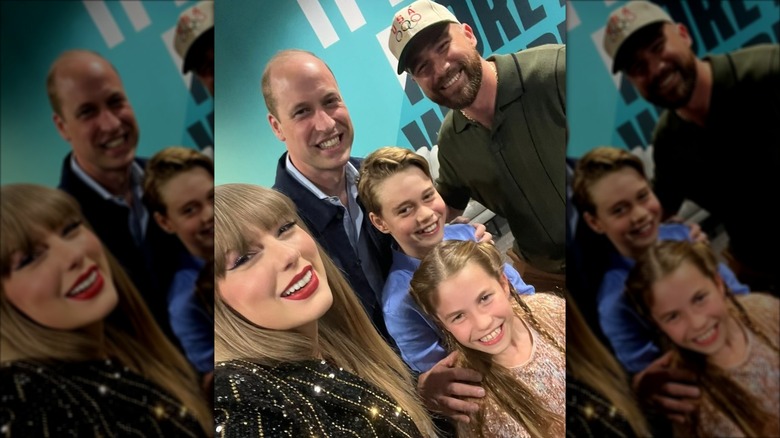 Taylor Swift and Travis Kelcie take a selfie with Charlotte, George, and William