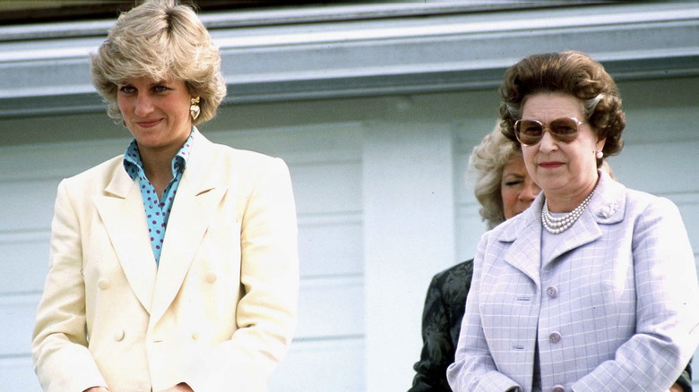Princess Diana and Queen Elizabeth II watch polo in 1987