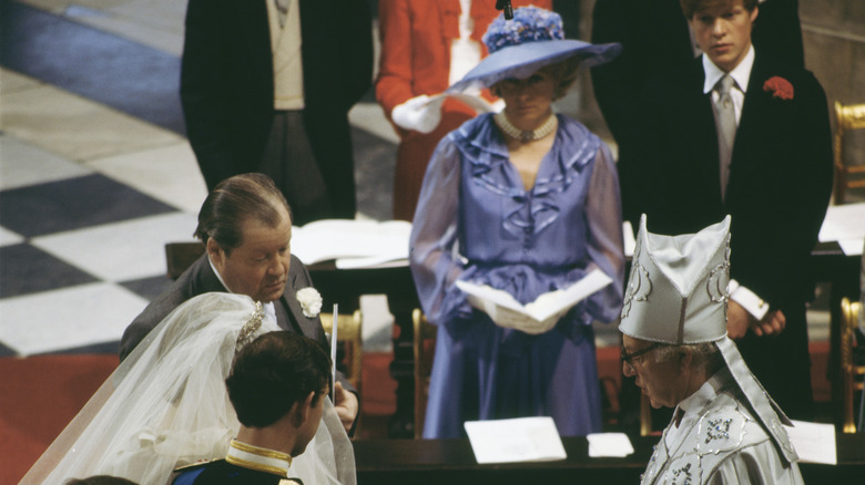 Frances Kydd Shand looks on at the wedding of Prince Charles and Princess Diana.