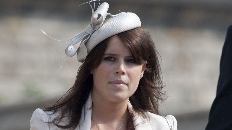 Princess Eugenie in white fascinator