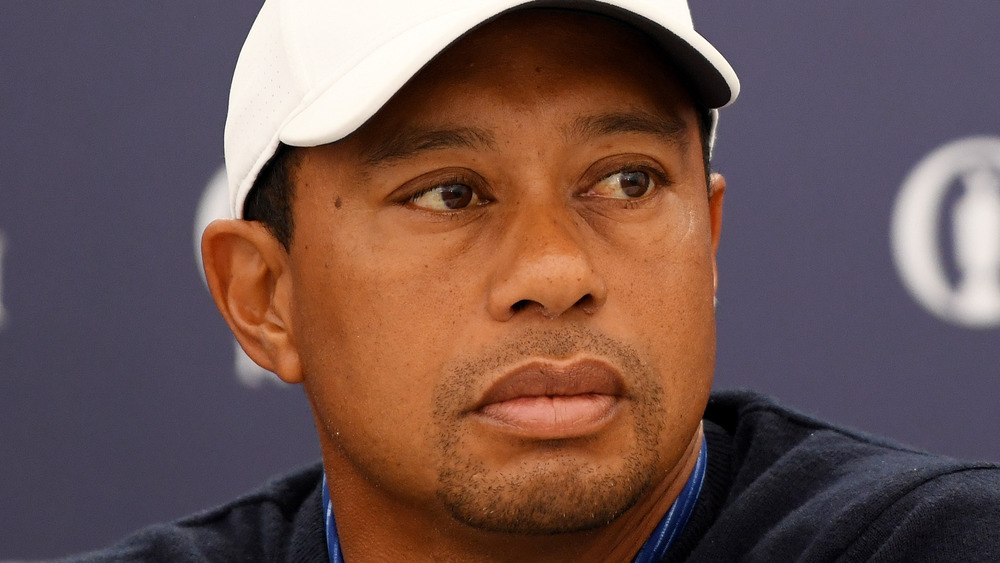 Tiger Woods at a press conference