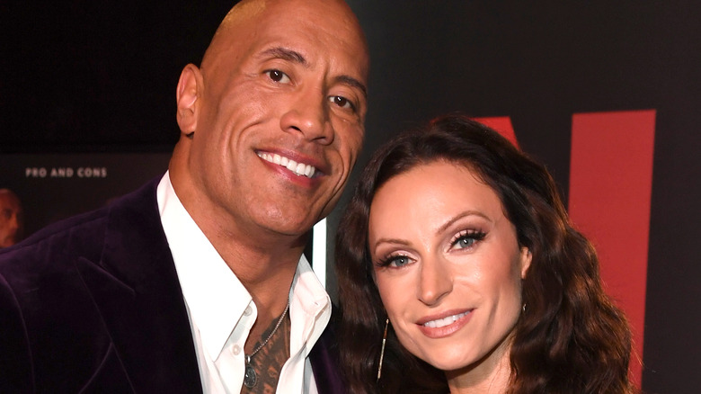 Dwayne Johnson and Lauren Hashian smiling