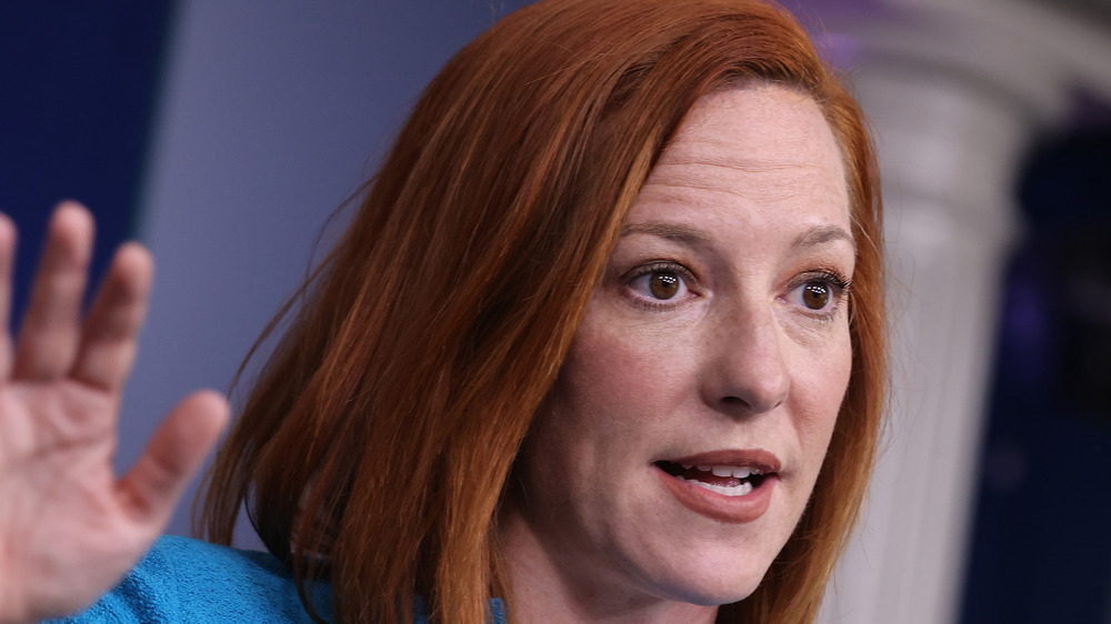 Jen Psaki speaking at a press conference