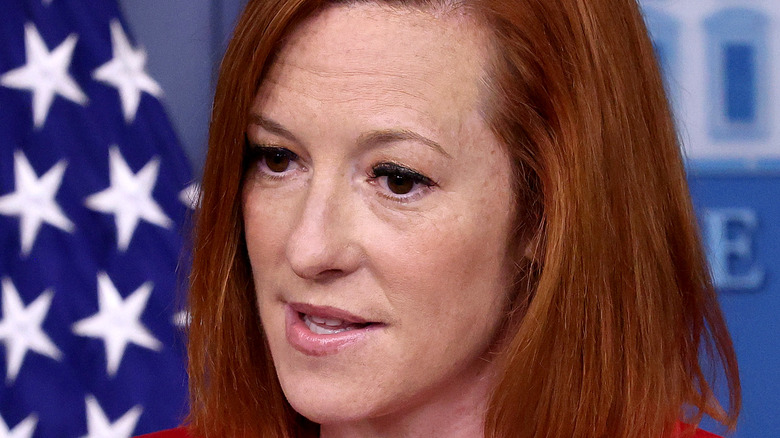 Jen Psaki speaking at a press conference