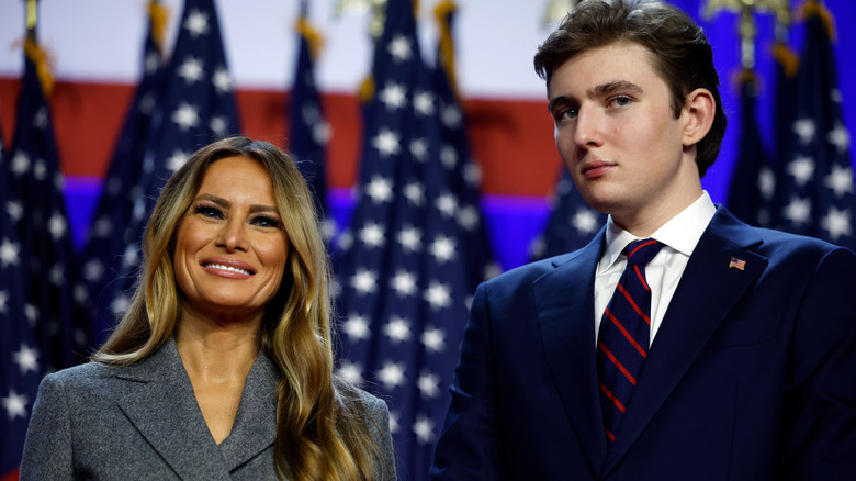 Melania Trump and Barron Trump on election night