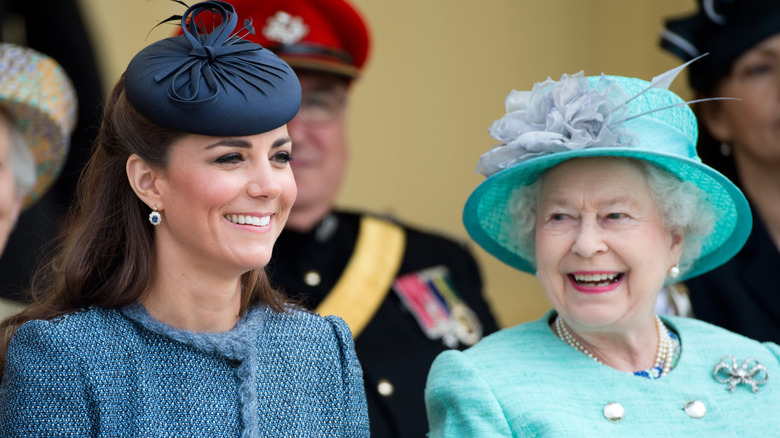 Kate Middleton and Queen Elizabeth II smile together in 2019