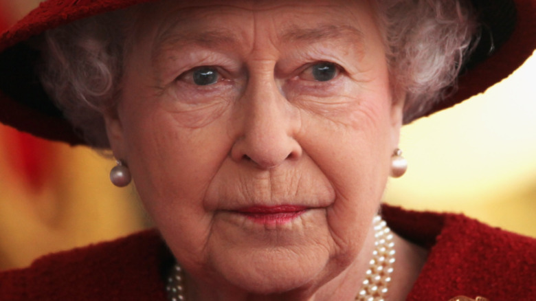 Queen Elizabeth with a serious expression