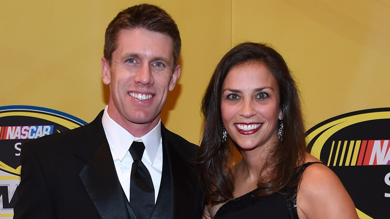 Carl Edwards posing with wife Kate Edwards