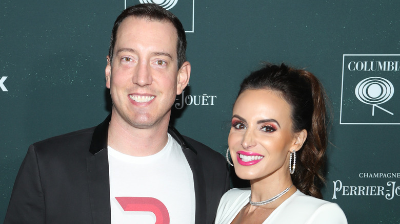 Kyle Busch and wife Samantha Busch smiling