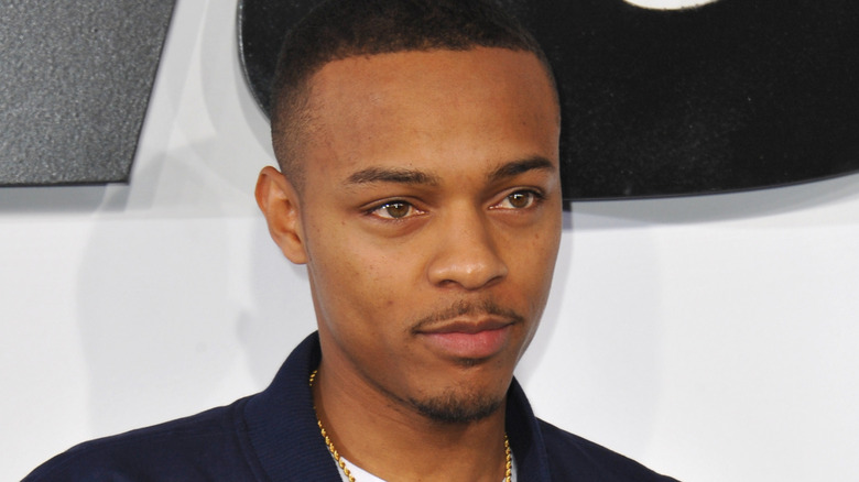 Bow Wow wearing a blue jacket