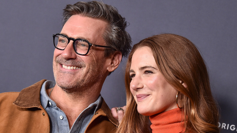 Jon Hamm and Anna Osceola at HBO's 'Curb Your Enthusiasm' Premiere