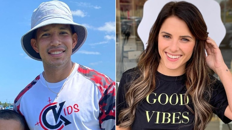Javi Marroquin and Lauren Comeau, both smiling