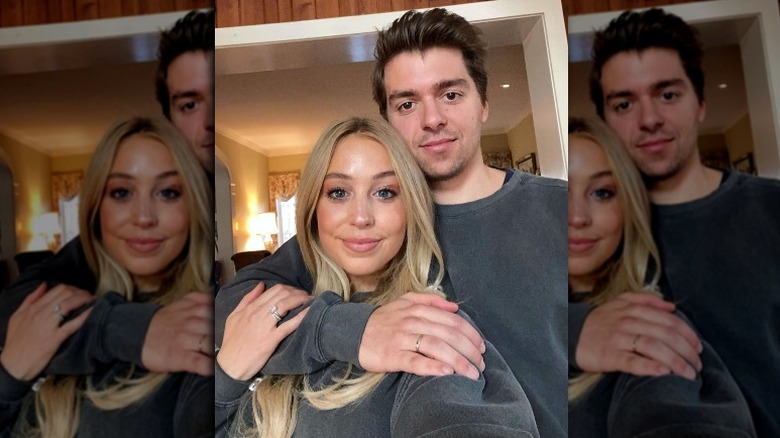 Skyler Bouchard and Sebastian Oppenheim posing for an Instagram selfie