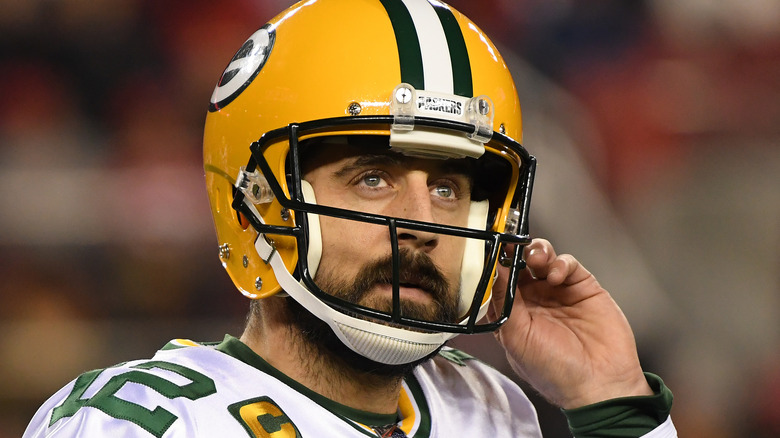 Aaron Rodgers frowning  