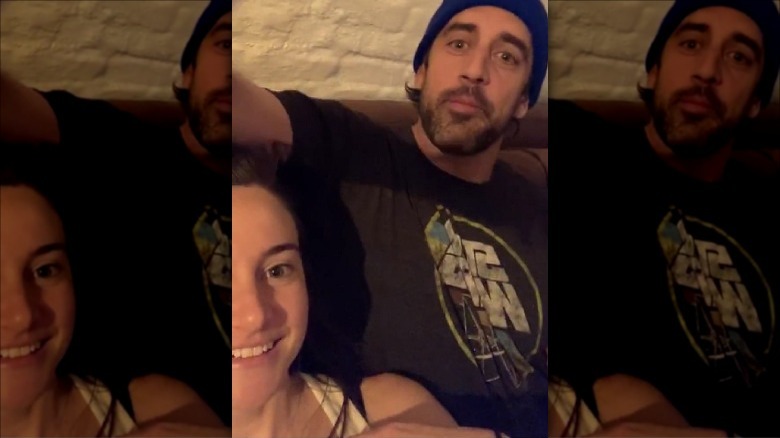 Shailene Woodley and Aaron Rodgers smiling