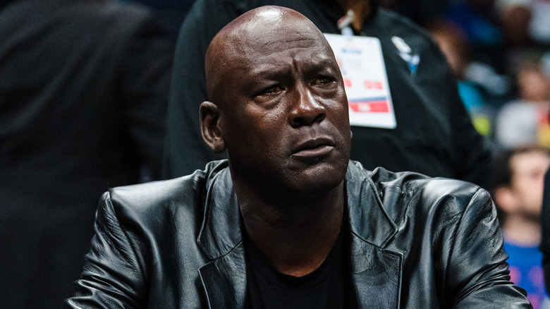 Michael Jordan black leather jacket