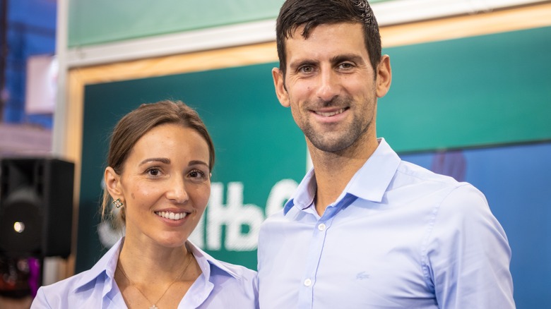Jelena and Novak Djokovic smiling