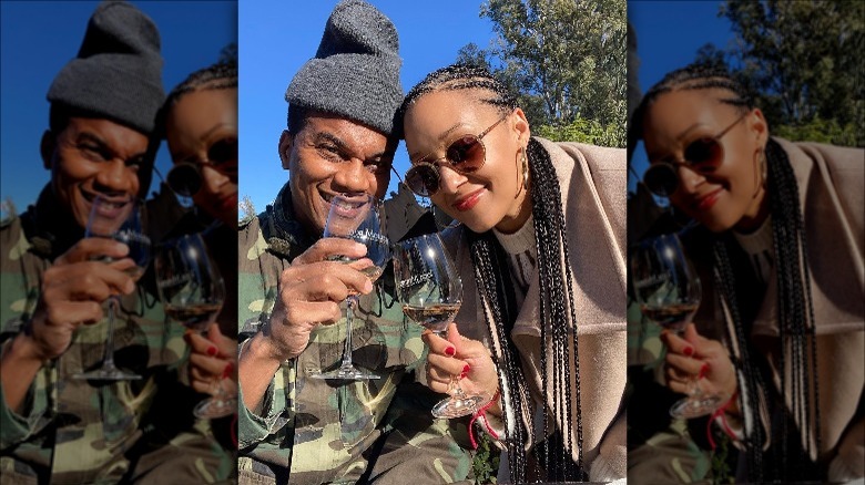 Tia Mowry and Cory Hardrict drink wine