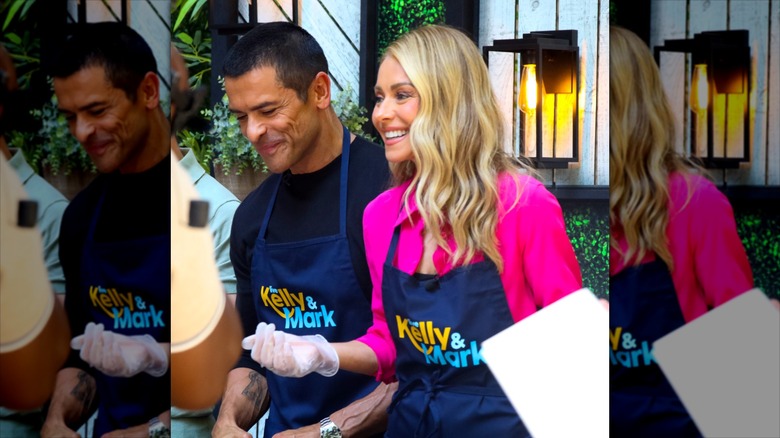 Mark Consuelos and Kelly Ripa on the set of 'Live with Kelly and Mark'