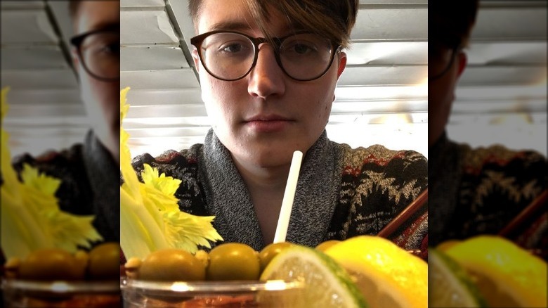 Reporter Aaron Calvin and a bloody mary