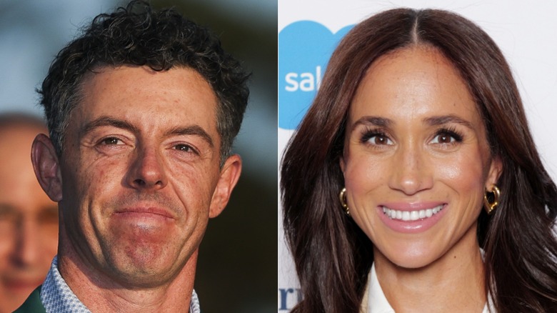 Side by side of Rory McIlroy and Meghan Markle