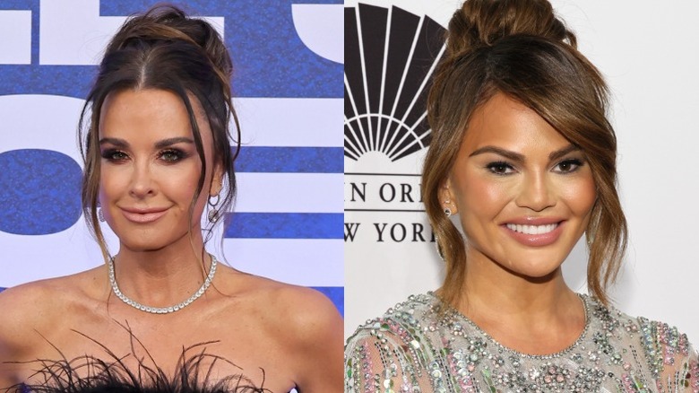 Kyle Richards and Chrissy Teigen posing