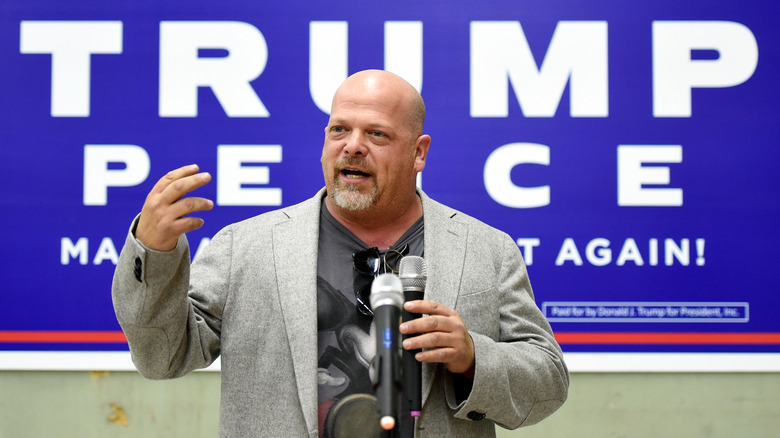 Rick Harrison speaking at a Trump rally