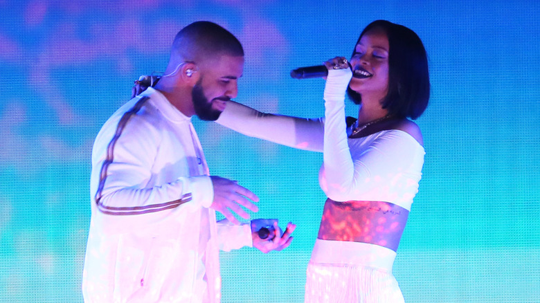 Drake and Rihanna performing