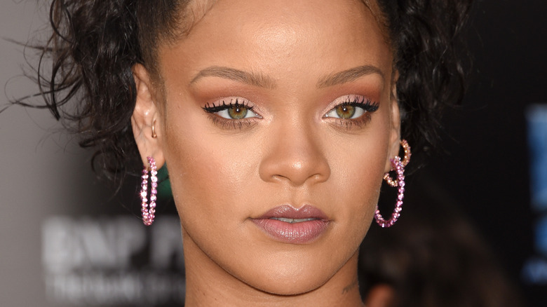 Rihanna with a serious expression