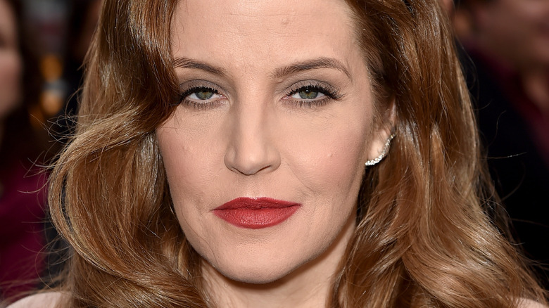 Lisa Marie Presley red lipstick