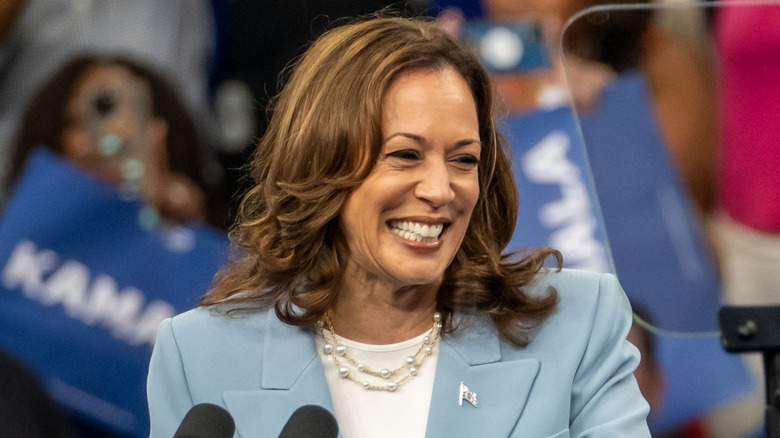 Kamala Harris giving a speech