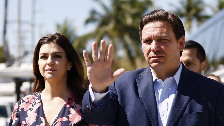 Ron DeSantis walking with his wife, Casey DeSantis