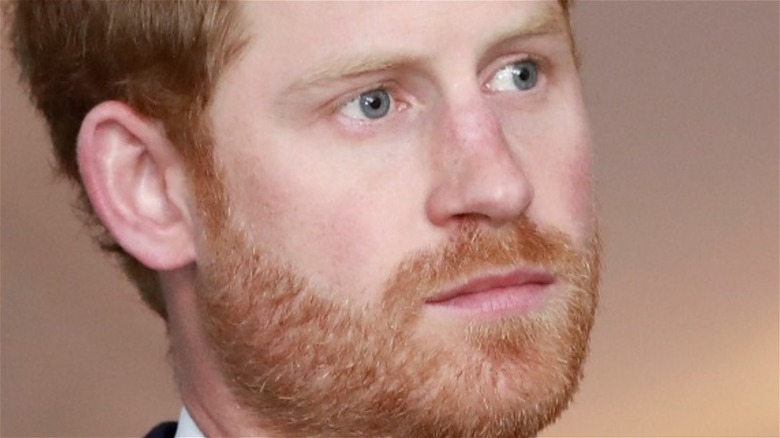 Prince Harry staring quietly