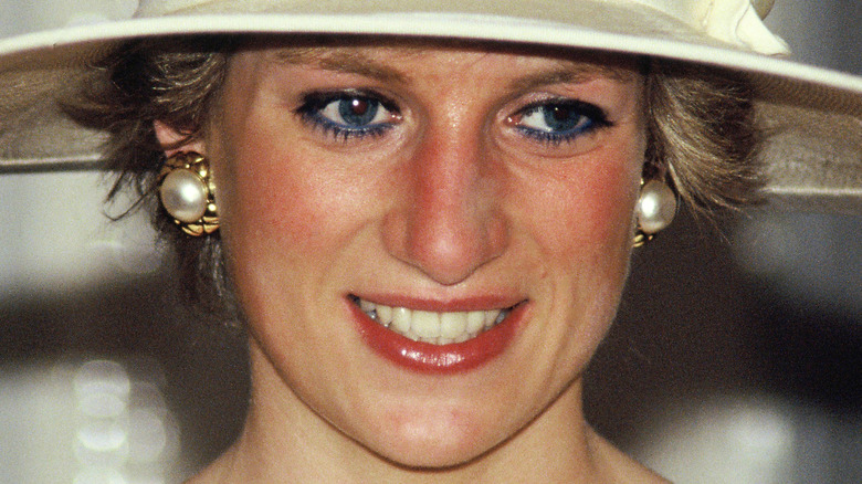 Princess Diana in pearl earrings