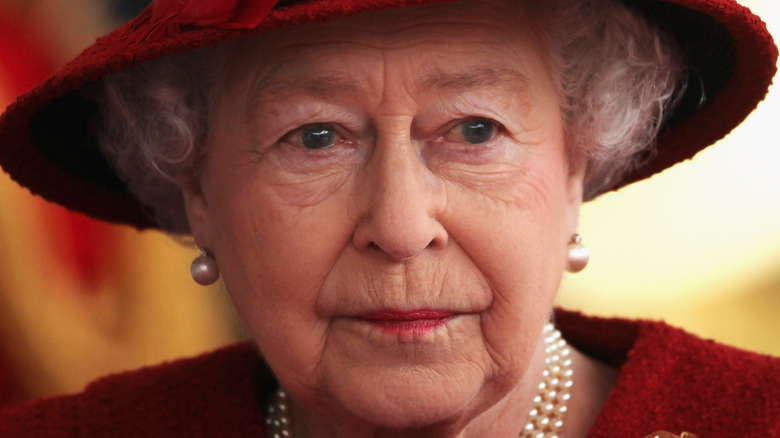 Queen Elizabeth scowling