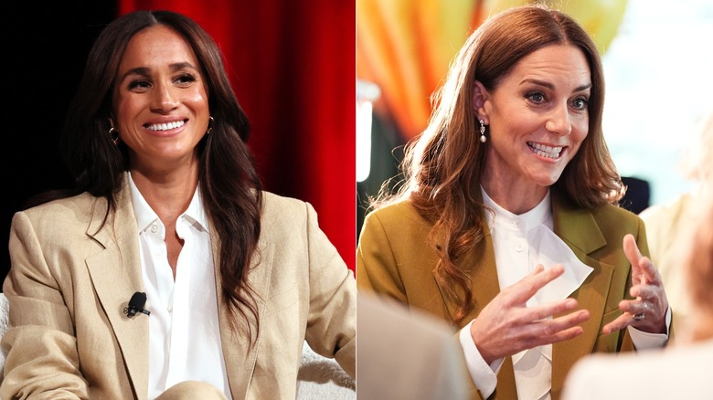 Side-by-side images of Meghan Markle and Kate Middleton