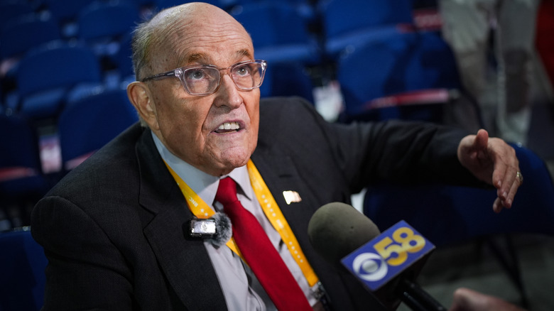 Rudy Giuliani speaking to reporters