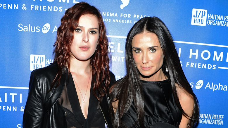 Rumer Willis and Demi Moore with serious expressions