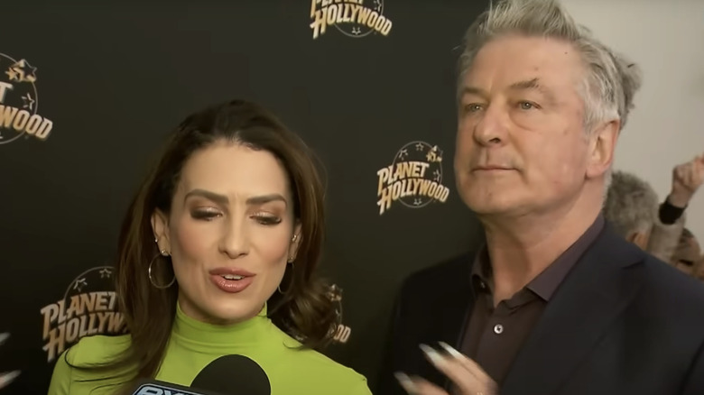 Alec Baldwin looks annoyed after Hilaria's jab during Extra interview