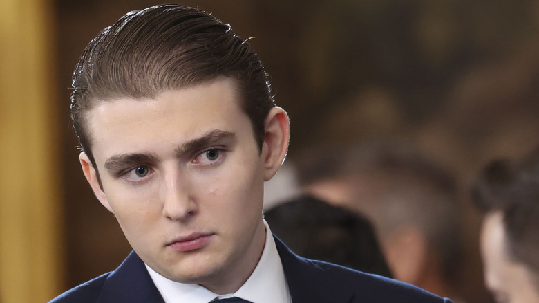 Barron Trump looks off camera at Donald Trump's inauguration