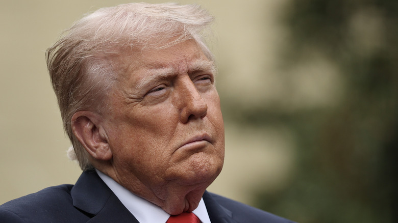 Close-up of Donald Trump with his face slumping on Sep. 11, 2025